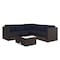 Flash Furniture Roan Indoor/Outdoor L-Shaped Sectional w/Coffee Table in Brown Wicker PE Rattan w/Navy Cushions BN-WS404-NV-BR-GG - alternate 1